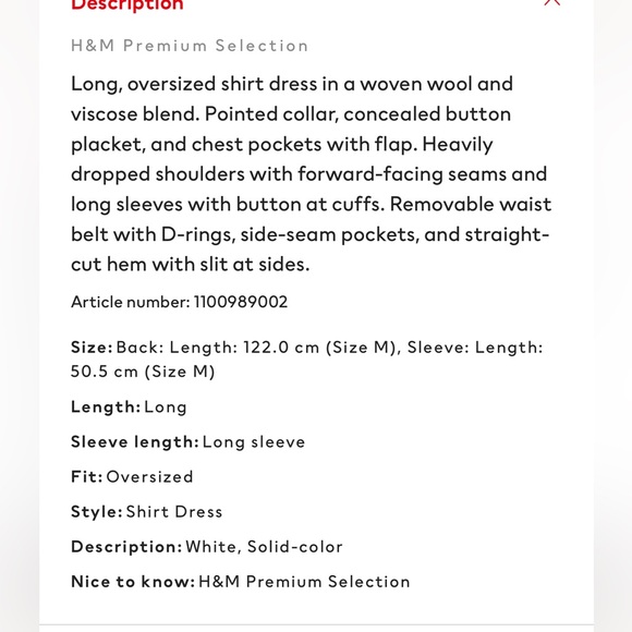 HM premium wool oversized shirt dress - fits like a L - Picture 3 of 4